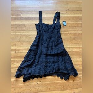 Nanette Lepore little black dress LBD all dolled up babydoll silk linen swing 4